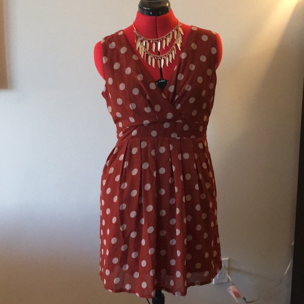 Rust-red polka-dot dress